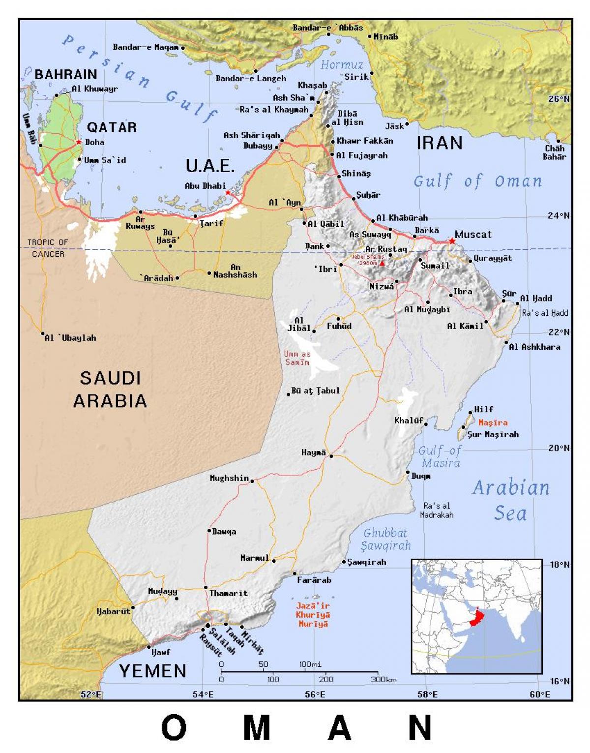 kart over Oman politiske