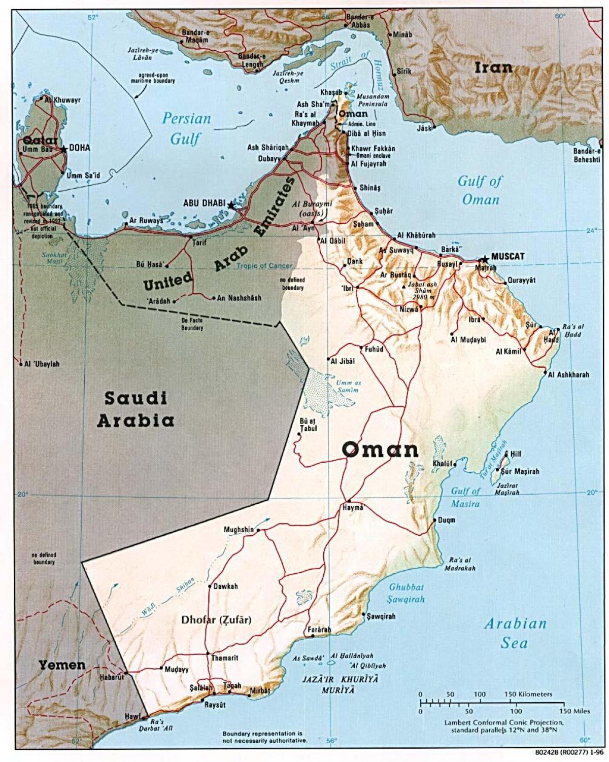 Oman kart med byer